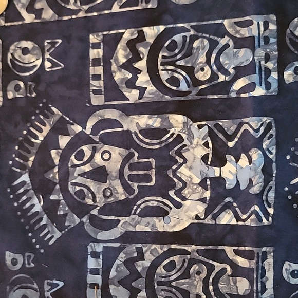 Variety of blues, black, white, and greys in a Batik Tikki design - 1 yard - Picture 4 of 6